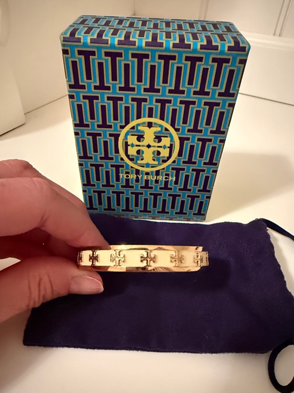 Tory Burch Gold Open Logo-Accented Cuff Bracelet